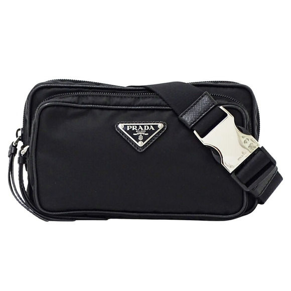 Prada PRADA bag for men and women, body bag, waist nylon, black, 1BL010 - Picture 1 of 10